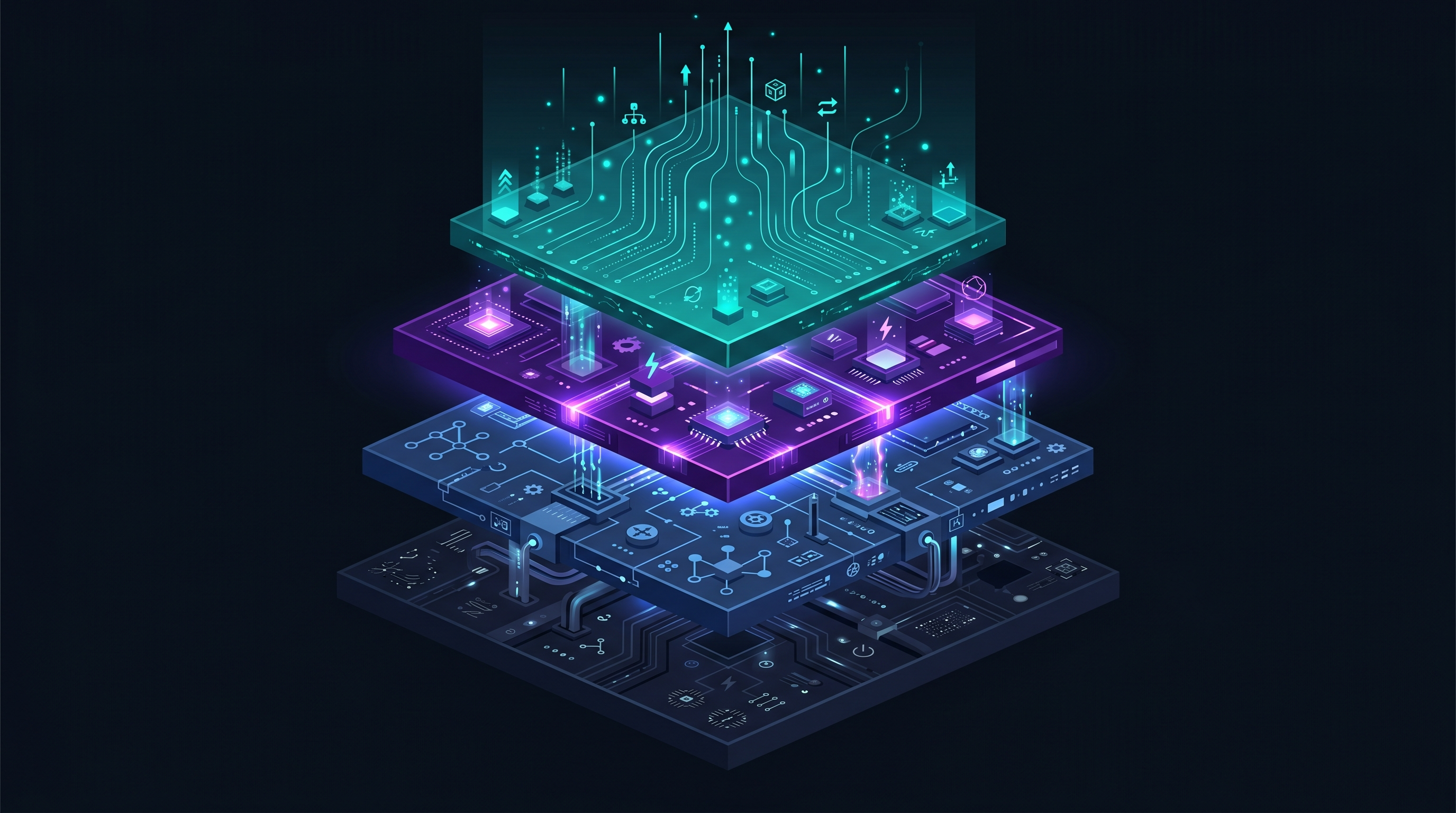 The four layers of a Business AI OS: knowledge capture, decision logic, workflow automation, and the interface layer