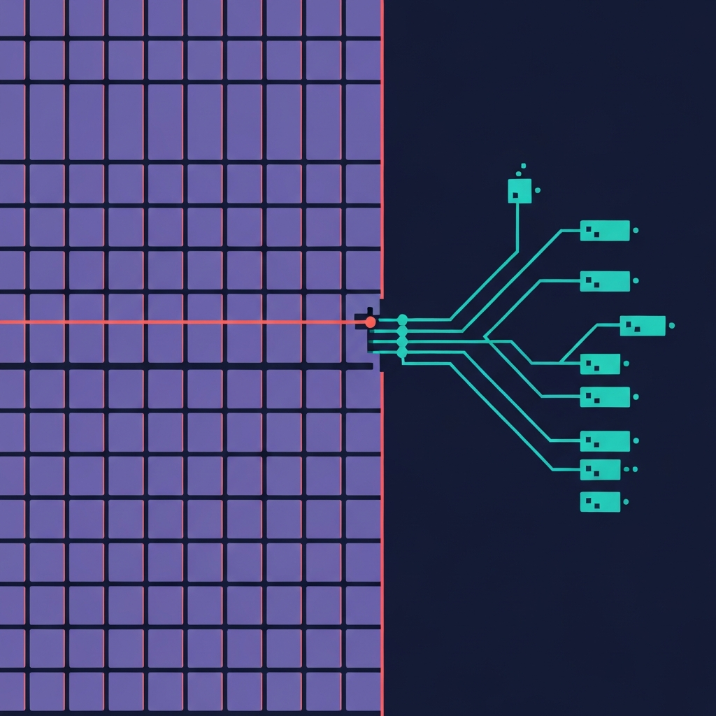 Abstract visualization showing the layers of a software prototype becoming production-ready, with clear checkpoints between stages